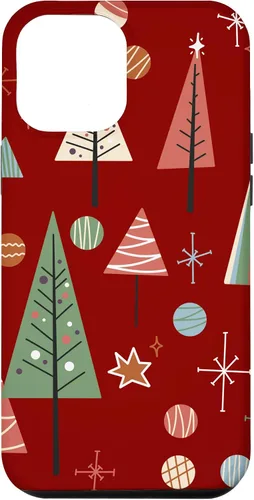 Vista 6 de Funda decorativa para iPhone 14 Retro de mediados de siglo para árbol de Navidad