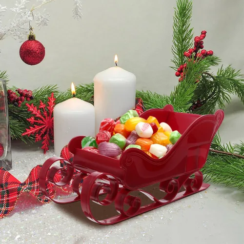 Vista 7 de BESTOYARD Decoración de trineo de Navidad, centro de mesa, cuenco de centro de mesa de trineo de Navidad, bandeja de caramelo de Navidad, plato