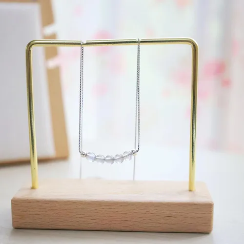 Vista 3 de Collar con colgante de cristal, cadena de plata 925, collar ajustable de cristal curativo para mujeres