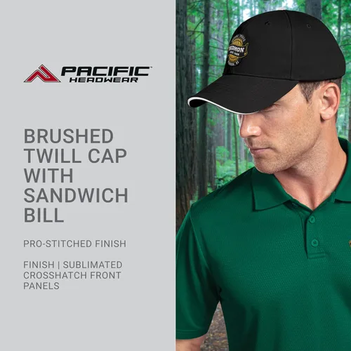 Vista 6 de Pacific Headwear Brushed Twill Cap with Sandwich Bill