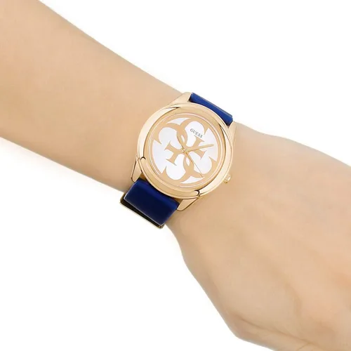Vista 6 de Guess G Twist plata esfera silicona correa señoras reloj W0911L6, Azul, Movimiento de cuarzo