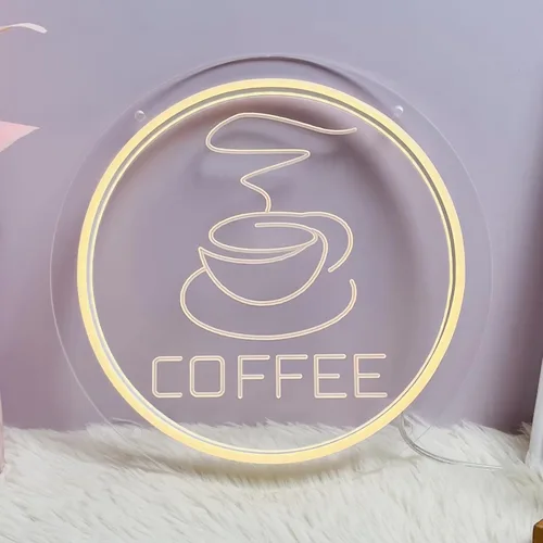Vista 7 de Letrero de neón de café, luz de neón LED para decoración de pared, blanco cálido, 9.84 x 9.84 pulgadas