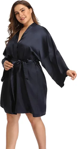 Vista 4 de Batas de satén para mujer talla grande bata floral para boda fiesta kimono ropa de dormir