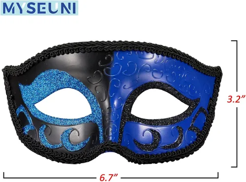 Vista 2 de MYSEUNI 2024 Nueva máscara de mascarada para hombres, máscara veneciana retro para hombre, para fiesta de Halloween, Mardi Gras, baile de máscaras
