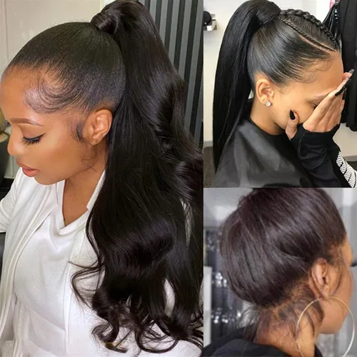 Vista 8 de catti Pelucas de cabello humano ondulado con encaje frontal 360, densidad 220, pelucas de encaje frontal HD, peluca de cabello humano prearrancado