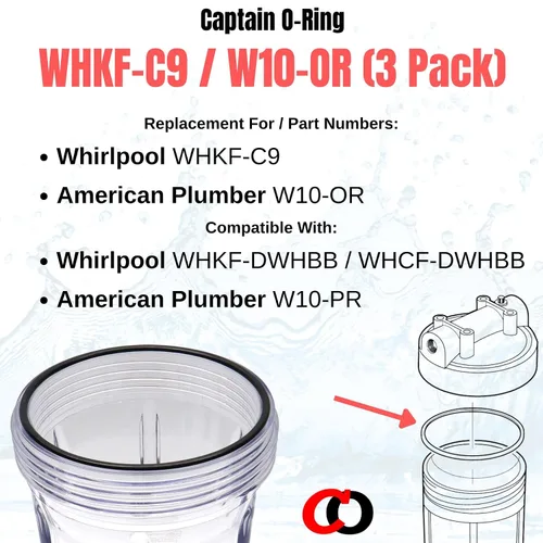 Vista 2 de Captain O-Ring - Juntas tóricas de repuesto para Whirlpool WHKF-DWHBB (WHKF-C9) y plomero americano W10-PR (W10-OR) (paquete de 3)