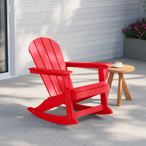 Vista 114 de WestinTrends Silla mecedora Malibu de poliéster para exterior/patio Adirondack, Negra