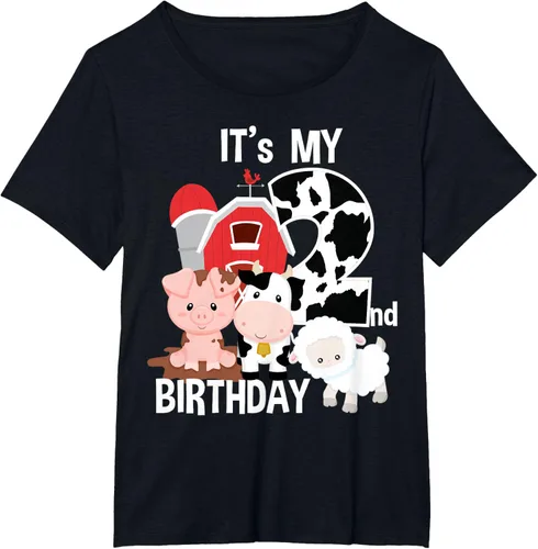 Vista 70 de Camiseta para fiesta de 2 años con texto en inglés "It's My 2nd Birthday", Negro