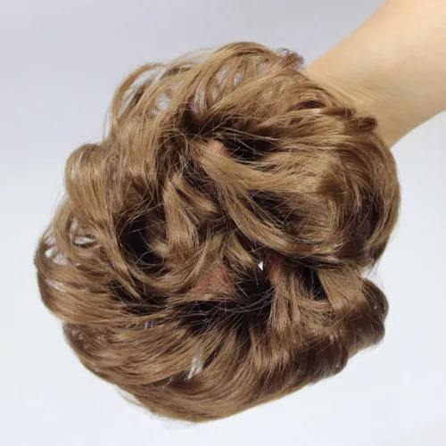Vista 2 de 2 extensiones de cabello desordenado para moño (12) Banda de goma ondulada y rizada elástica para coleta de caballo