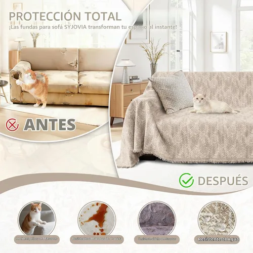 Vista 5 de Fundas de sofá seccional 10% impermeables para perros, funda de Caqui claro