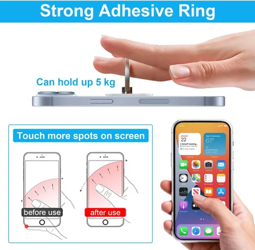 Vista 4 de VOVIGGOL Soporte transparente para anillo de teléfono, 2 piezas, rotación de 360°, soporte de anillo para teléfono celular, soporte de dedo móvil
