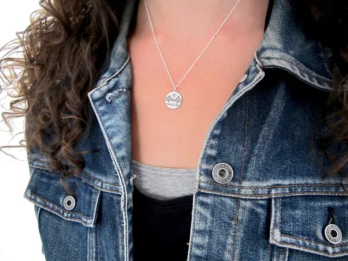 Vista 5 de Mark Poulin Small Gold Dipped Sterling Silver Golden Gate Bridge Necklace on 18 inch Gold Filled Chain for Women and Girls