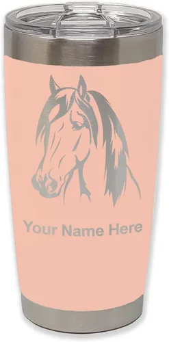 Vista 33 de LaserGram Vaso aislado al vacío de 20 onzas, cabeza de caballo 1, grabado personalizado incluido (negro)