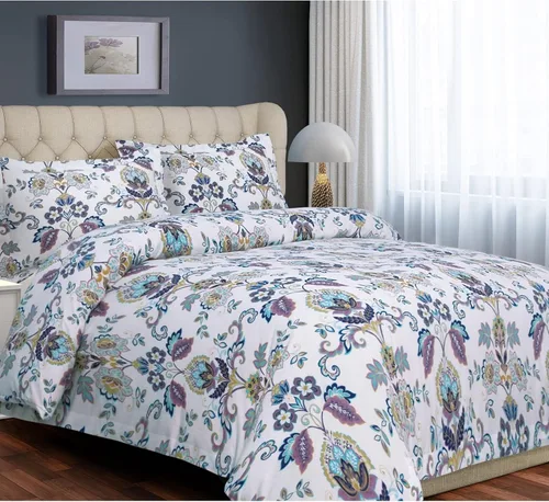 Vista 2 de Tribeca Living Juego de funda de edredón de 200-GSM con estampado floral, King, Multicolor (FL200DSKIDB)