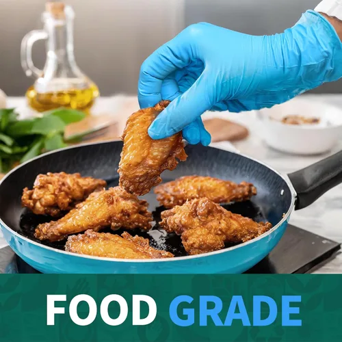 Vista 5 de Supmedic Vinyl Disposable Exam Gloves, 4Mil Powder-Free Latex-Free Food Grade Cooking Cleaning Medical Glove Blue 100&1000 Ct