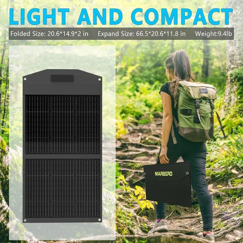 Vista 5 de MARBERO Panel Solar Portátil de 100W 100 Vatios Panel Solar Plegable para Estación de Energía con USB y Salida DC de 18V (10 Conectores) 23%