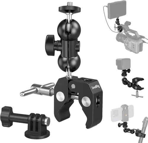 Vista 9 de SMALLRIG Super Clamp Mount 2 unidades, brazo mágico de doble cabeza de bola para cámara