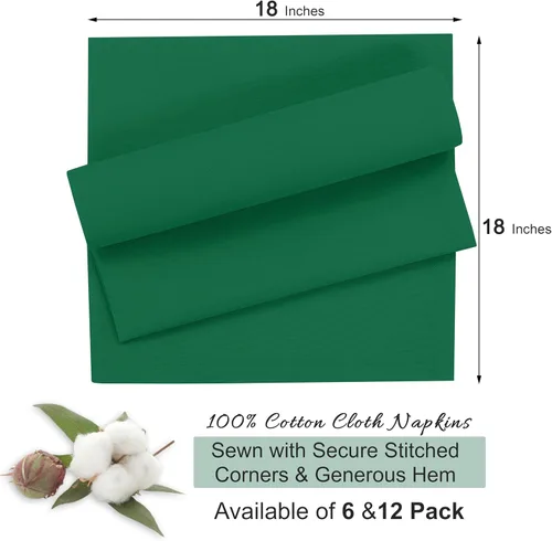 Vista 8 de Ruvanti - Servilletas de tela, paquete de 6, de 45 x 45 centímetros, 100% algodón, lavables, suaves y absorbentes, perfectas para bodas, Navidad
