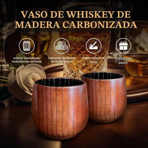 Vista 3 de HWISDMIG Vaso de madera carbonizada de 12 onzas, regalos de bourbon para 1 paquete carbonizado