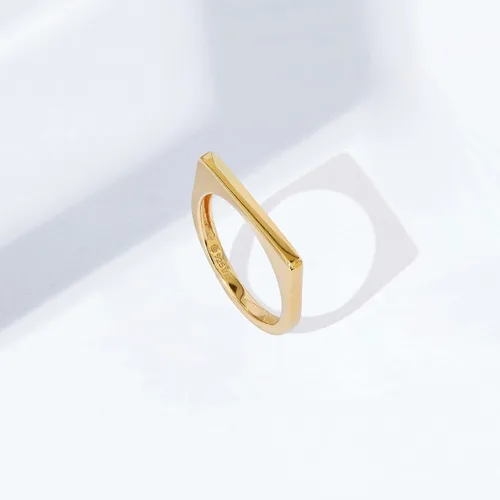 Vista 3 de Tienda Essentials 14K Gold Plated Sterling Silver Bar Ring