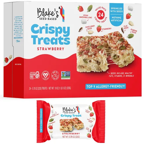 Vista 12 de Blake’s Seed Based, Birthday Cake - Golosinas de arroz crujiente sabor a torta de cumpleaños, sin nueces, gluten, lácteos, ni soya; snack saludable