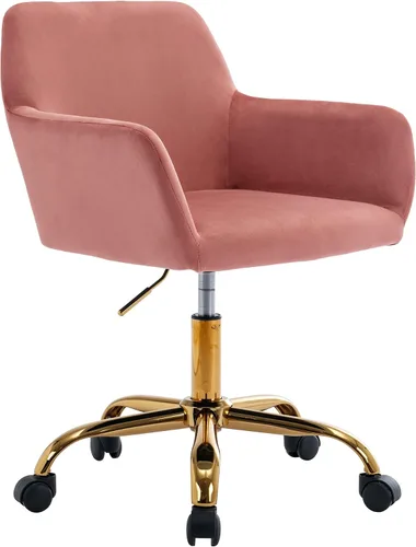 Vista 16 de KCC Silla de Tocador de Maquillaje de Tela de Pana, Sillón Giratorio Esponjoso Moderno con Ruedas, Tapizada Mullida de Altura Ajustable para Niñas