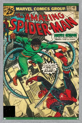 Vista 8 de Marvel Comics Spider-Man - Póster de pared Amazing Spider-Man #157, 22.4 pulgadas de largo x 14.7 pulgadas de ancho, versión enmarcada de madera
