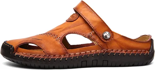 Vista 2 de Honeystore Sandalias atléticas huecas de cuero para hombre, zapatos casuales romanos