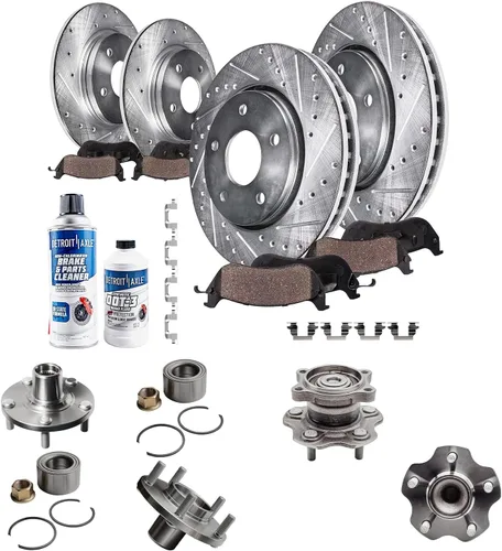 Vista 50 de Detroit Axle - Rotores de freno para Ford 2013-2019 Explorer Taurus Flex Lincoln MKT MKS, rotores de freno de disco ranurados perforados de repuesto
