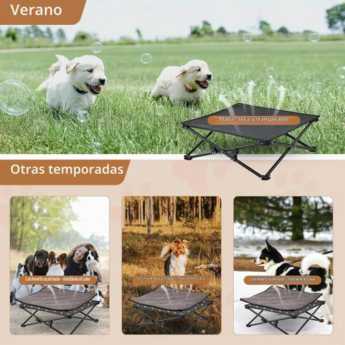 Vista 2 de KingCamp Cama elevada para perros pequeños, cama de mascotas elevada y de enfriamiento para exteriores con malla transpirable lavable y pies