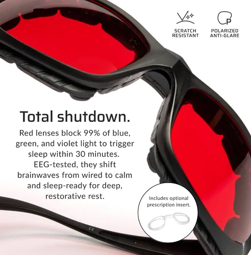 Vista 2 de TrueDark by Dave Asprey Twilights Red Lenses Block 99% Blue, Green & Violet Light for Night Use