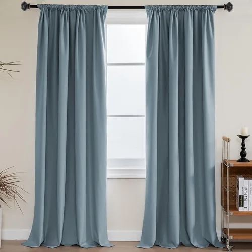 Vista 38 de H.VERSAILTEX Cortinas 100% de opacidad para cocina, con aislamiento térmico, cortinas opacas completas con forro blanco, cortinas de eficiencia