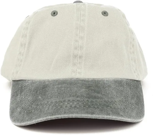 Vista 2 de Gorra de papá de algodón teñido pigmento lavado en dos tonos en blanco de perfil bajo