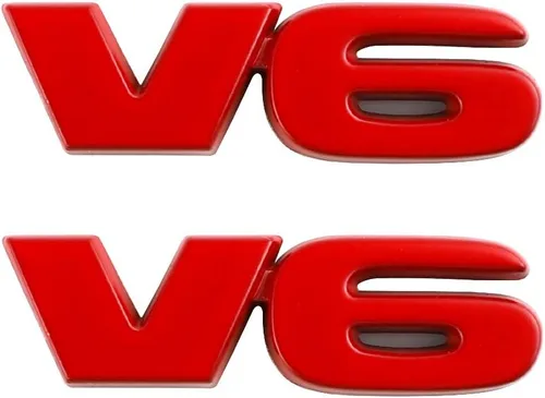 Vista 8 de 2 calcomanías de metal V6 Emblema para tronco, calcomanía de metal para decoración de automóvil (negro)