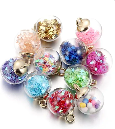 Vista 20 de 10 unids/lote de 0.630 in transparente bola de cristal encantos estrella lentejuelas colgantes para DIY pendientes collar joyería fabricación