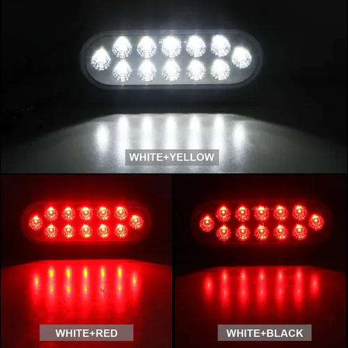 Vista 5 de Partswcgg 4 Piezas Luces Traseras Ovaladas Rojas de Parada/Giro de 6" a Luces de Reversa Blancas 12 LED, Luces Traseras Duales Redondas