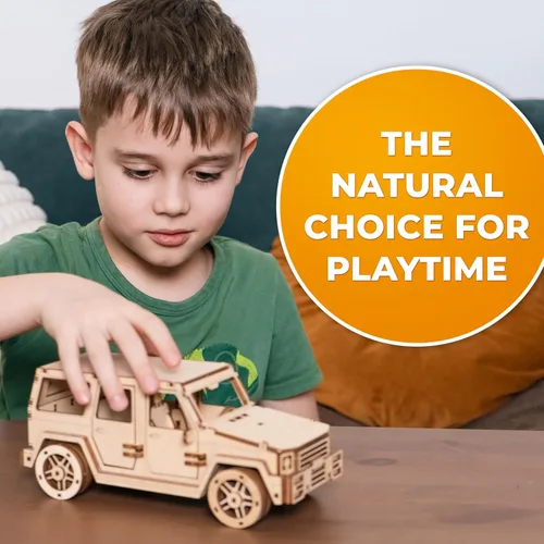 Vista 7 de CG GAMES - Rompecabezas de madera 3D, kit de modelo de automóvil RoverPlex F9 Jeep. Kit de bricolaje de vehículos de autoconstrucción, modelos