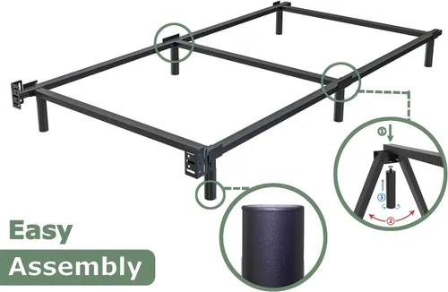 Vista 3 de Bedsnus Base de cama de tamaño individual, marco de cama Metal Basics de 9 pulgadas, base de alto perfil para somier, soporte de 6 patas, sin ruido