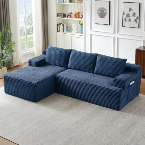 Vista 37 de Cloud Sofá modular moderno de 108 pulgadas con asiento profundo, sofás de pana sin hueso con diván en forma de L para sala de estar, no requiere