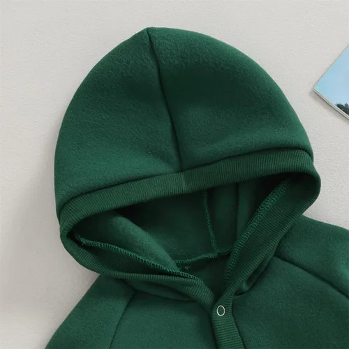 Vista 3 de Hoanselay Ropa de otoño e invierno para recién nacido, sudadera con capucha, mameluco de manga larga, mameluco cálido y sólido