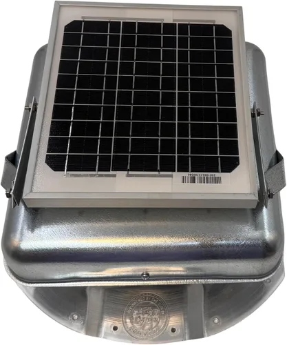Vista 2 de Mega RoofBlaster ajustable para contenedores de envío Conex acanalados de 3.5 pulgadas (galvanizado) Ventilador solar de techo Ventilador