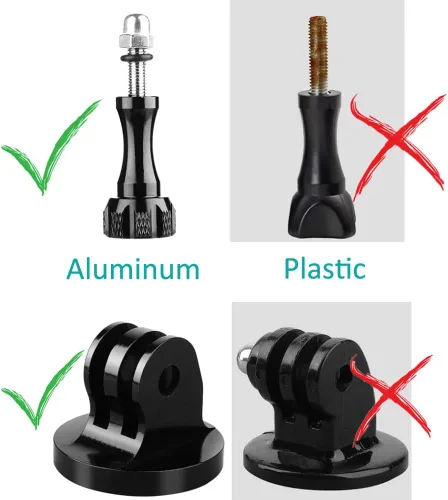 Vista 3 de Paquete de 2 soportes de trípode de aluminio con tornillo de mariposa de aluminio roscado, adaptador de montaje para GoPro Hero 11, 10, 9, 8, 1/4