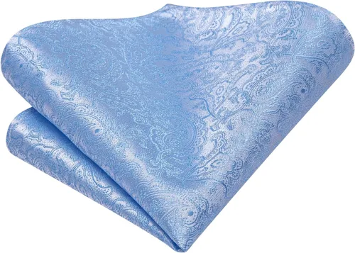 Vista 33 de Hi-Tie Corbatas de seda para hombre, diseño de cachemira a rayas, con bolsillo, gemelos cuadrados, conjunto formal de negocios