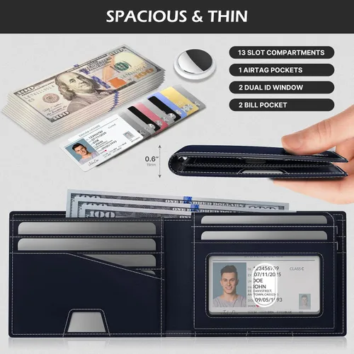 Vista 4 de typecase Cartera para hombre, Azul Marino, Flip Out Id Bifold (1 modo)