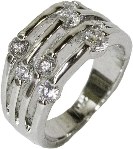 Vista 2 de Anillo de vestir chapado en rodio para mujer, diseño de gota de rocío grande CZ 041