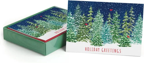 Vista 9 de Between The Branches Tarjetas Navideñas con Lámina Dorada / 16 Tarjetas de Navidad en Caja con Sobres Forrados de Lámina / 5 5/8" x 7 7/8" Tarjetas