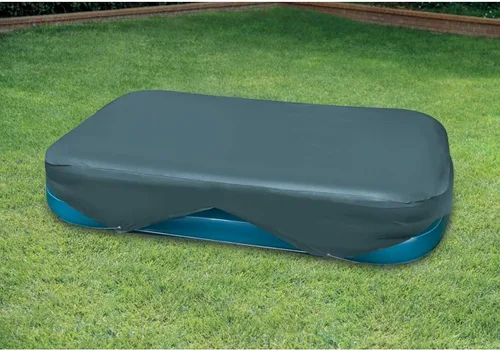 Vista 3 de El juego húmedo cubierta rectangular para piscina. Se adapta a 103 in x 69 in. 120 in x 72 in. 20 in con lazos de cuerda.