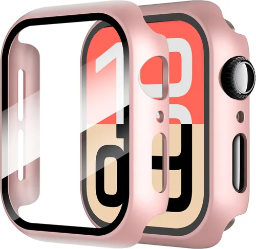 Vista 23 de Diruite Juego de 2 fundas para Apple Watch Series 3/2/1 de 38mm, protector de pantalla de vidrio templado ultradelgado de todo alrededor para iWatch