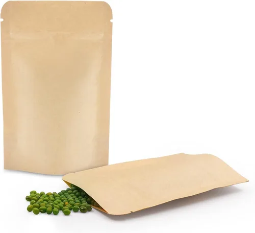 Vista 13 de SumDirect Bolsas de pie de papel kraft – Paquete de 50 bolsas reutilizables con cremallera de 3.5 x 5.5 pulgadas con forro de aluminio para el hogar