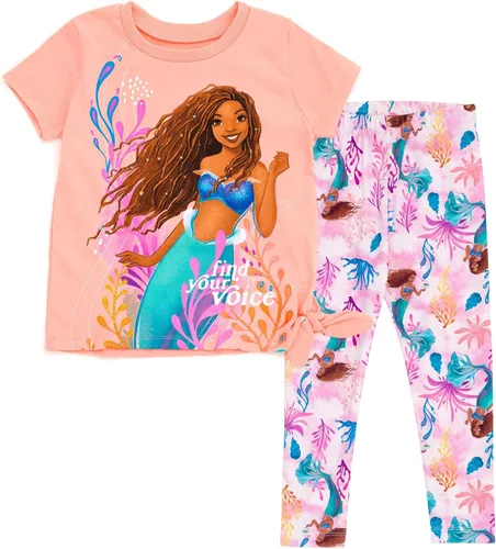 Vista 10 de Disney Princess Frozen Moana La Sirenita Conjunto de Camiseta y Leggings con Diseño Floral para Niñas Pequeñas y Grandes Tallas de Bebé a Niña Azul